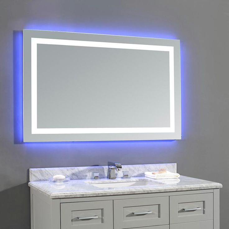 43.3 in. W x 27.6 in. H Frameless Rectangular LED Light Bathroom Vanity Mirror in Mirror