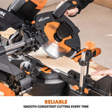 15 Amp 10 in. Dual Bevel Sliding Miter Saw with Laser Guide, Dust Bag, 13 ft. Power Cord, and 28-T Multi-Material Blade - Super Arbor