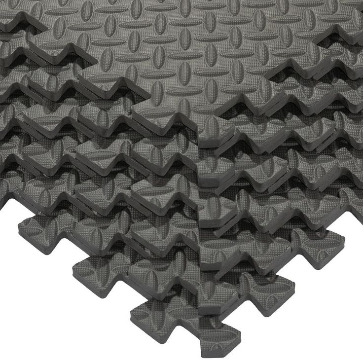 Ottomanson Multi-Purpose Black 24 in. x 24 in. EVA Foam Interlocking Anti-Fatigue Exercise Tile Mat (6-Pack)