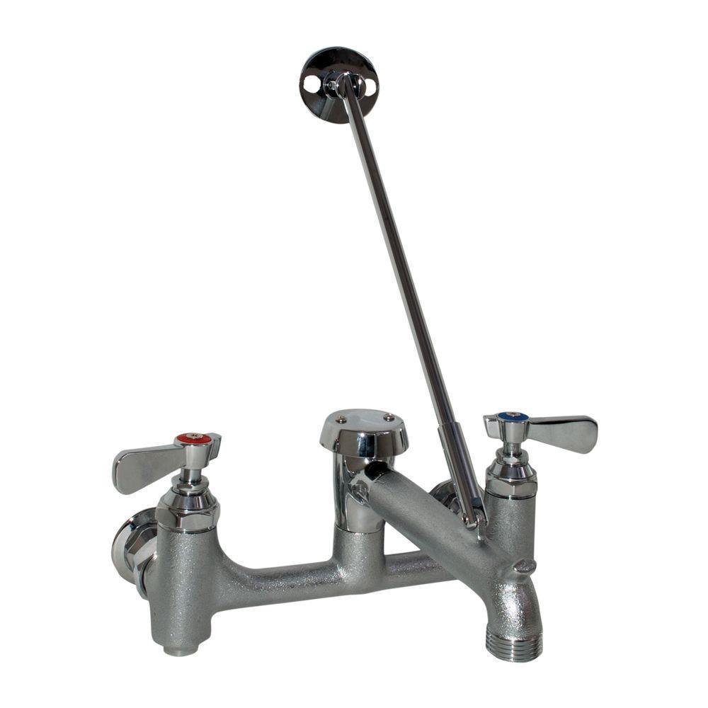 Wall Mount 2-Handle Service Faucet in Chrome - Super Arbor