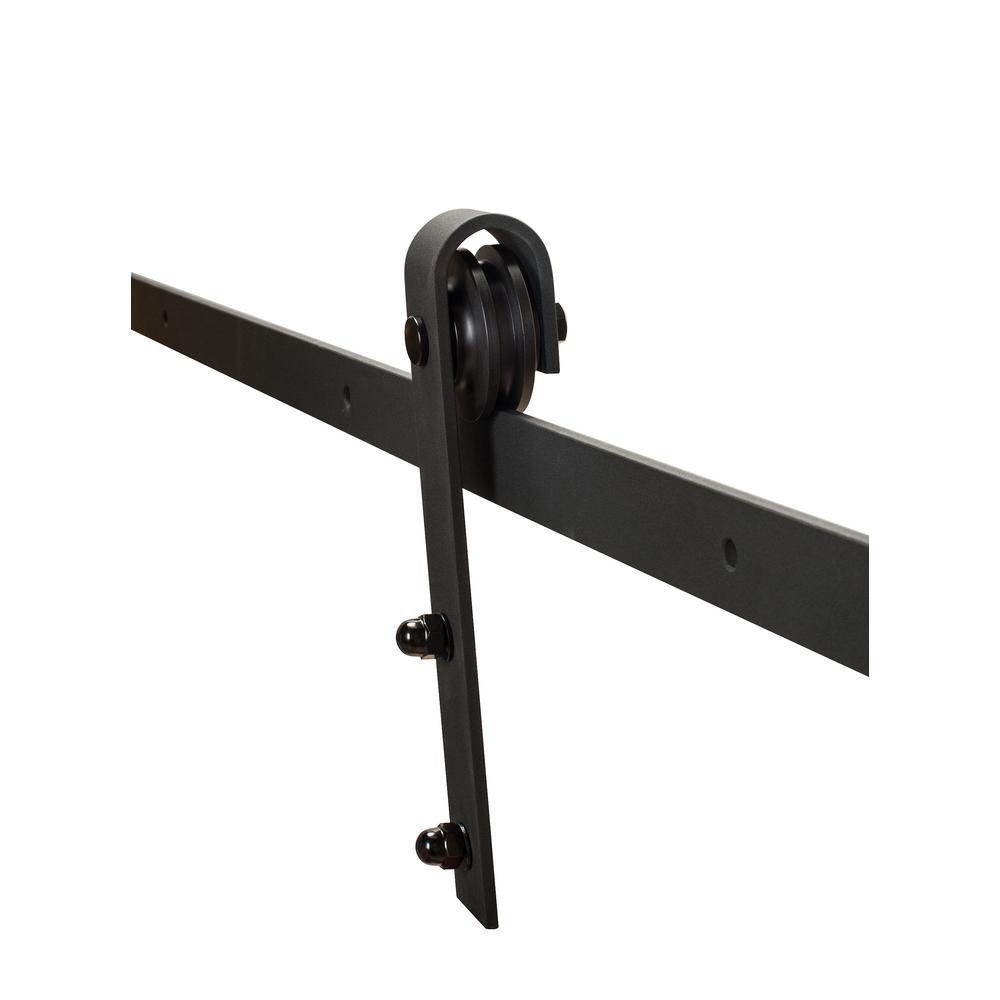 Black Solid Steel Sliding Rolling Barn Door Hardware 8 ft. Kit for Single Wood Doors - Super Arbor