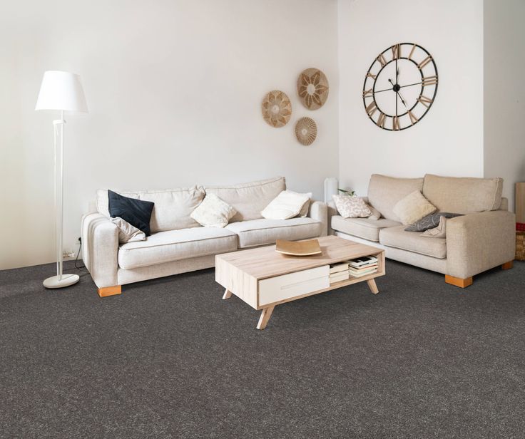 STAINMASTER Essentials Blue Diamonds II 12-ft Iron Textured Carpet (Indoor)