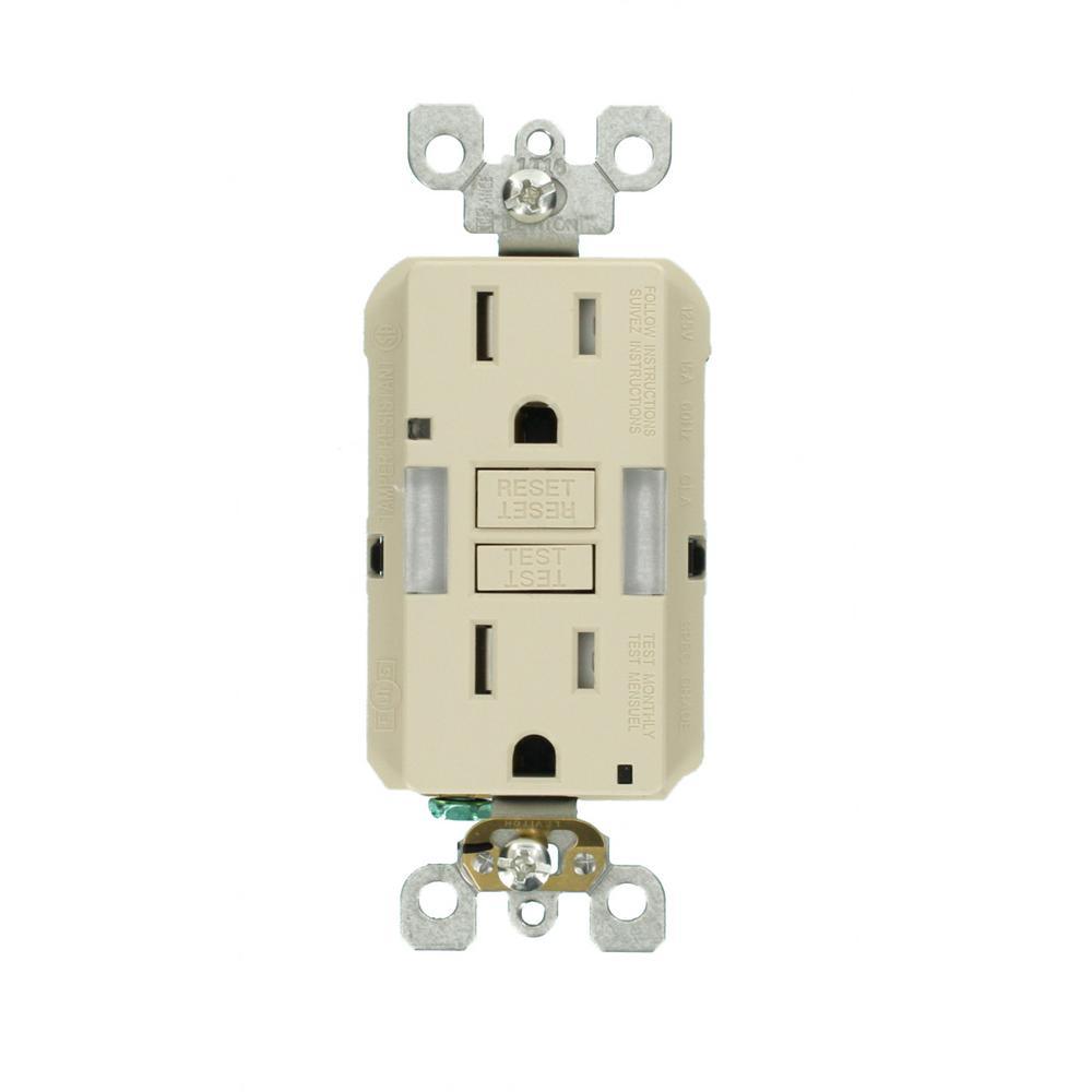 15 Amp Self-Test SmartlockPro Combo Duplex Guide Light and Tamper Resistant GFCI Outlet, White - Super Arbor