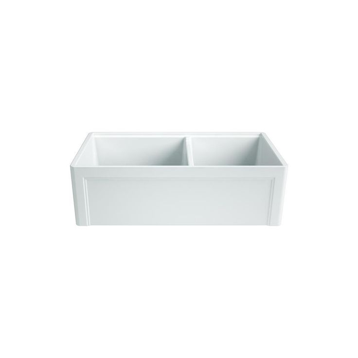 Delux Fireclay 33 in. Double Bowl Farmhouse Kitchen Sink with Workstation