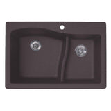 Drop-In/Undermount Granite 33 in. 1-Hole 60/40 Double Bowl Kitchen Sink in Nero