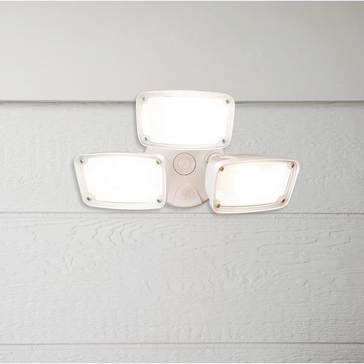 FHS White Outdoor Integrated Triple Head LED Flood Light with Selectable CCT (3000K, 4000K or 5000K), Switch Controlled