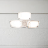 FHS White Outdoor Integrated Triple Head LED Flood Light with Selectable CCT (3000K, 4000K or 5000K), Switch Controlled