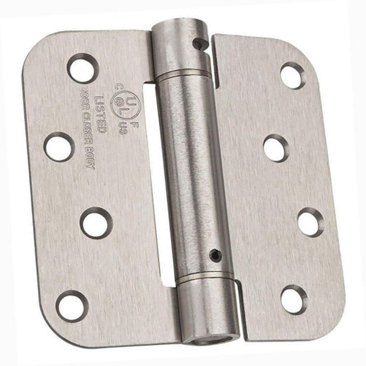 4 in. x 4 in. Satin Nickel 5/8 in. Radius Adjustable Spring Door Hinge (2-Pack) - Super Arbor