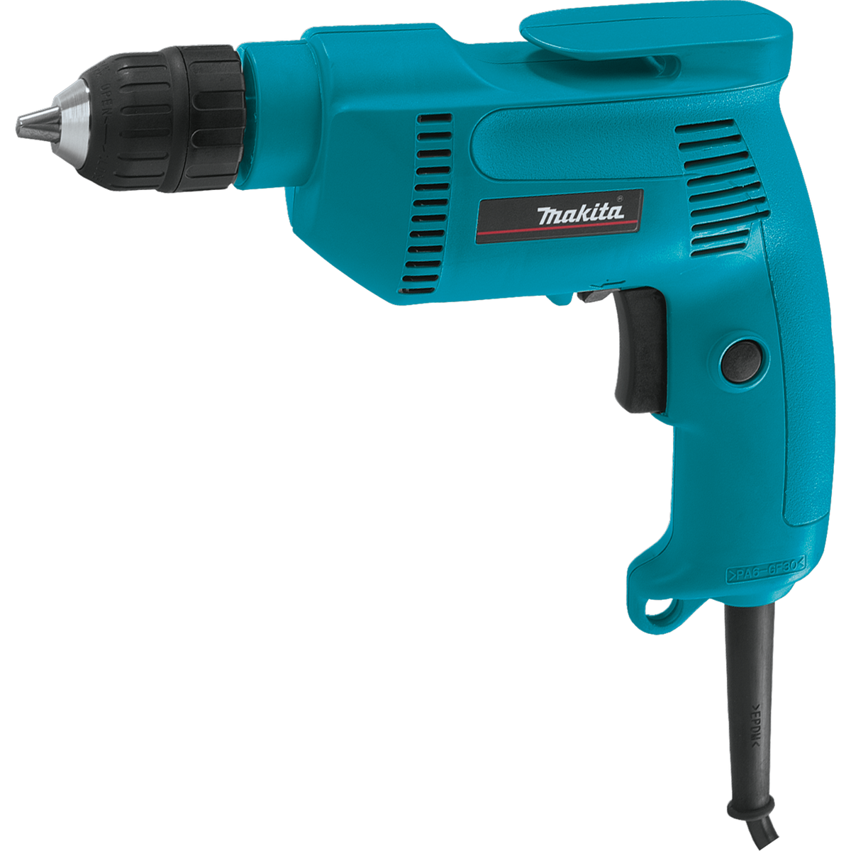 Makita 4.9 Amp 3/8 in. Corded Low-Noise (79 dB) Variable Speed Drill with Keyless Chuck and Hard Case (6408K)