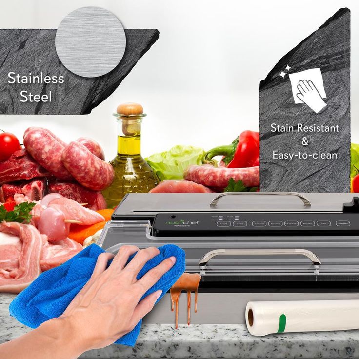 White Kitchen Pro Stainless Steel Food Vacuum Sealer System - Countertop Electric Air Seal Preserver with Air Vac Bags