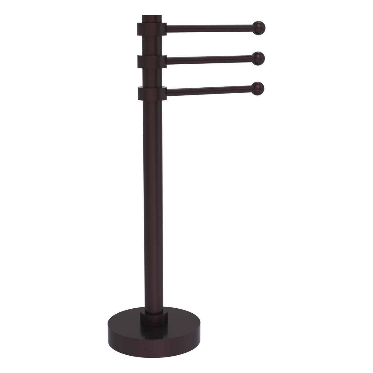 Allied Brass Vanity Top 3 Swing Arm Guest Towel Holder with Groovy Accents in Satin Chrome