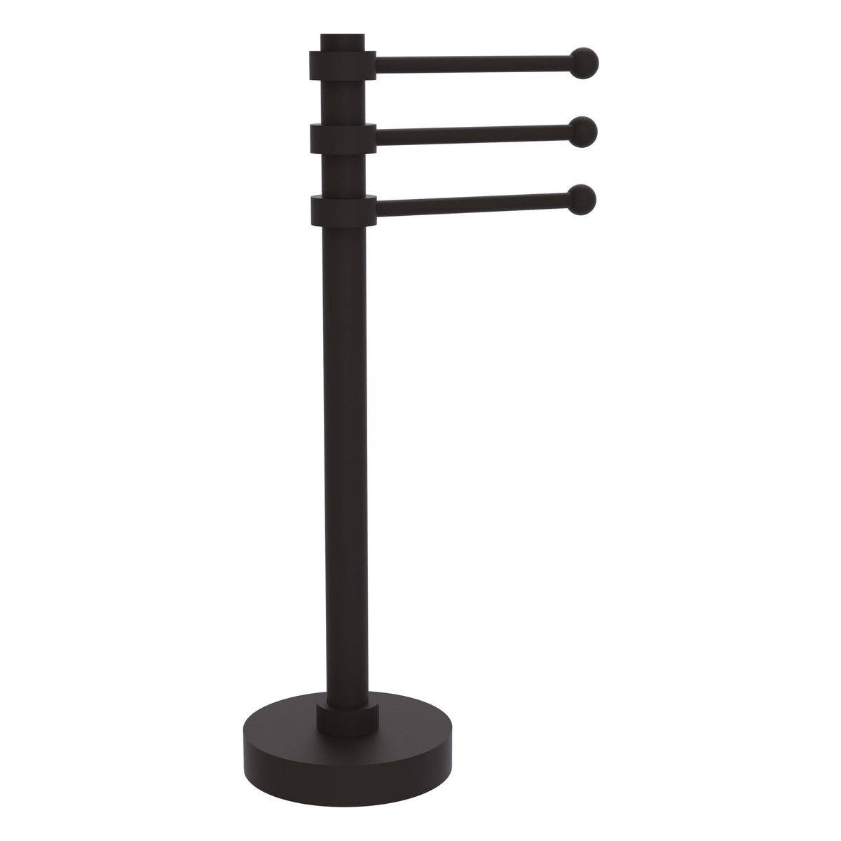 Allied Brass Vanity Top 3 Swing Arm Guest Towel Holder with Groovy Accents in Satin Chrome