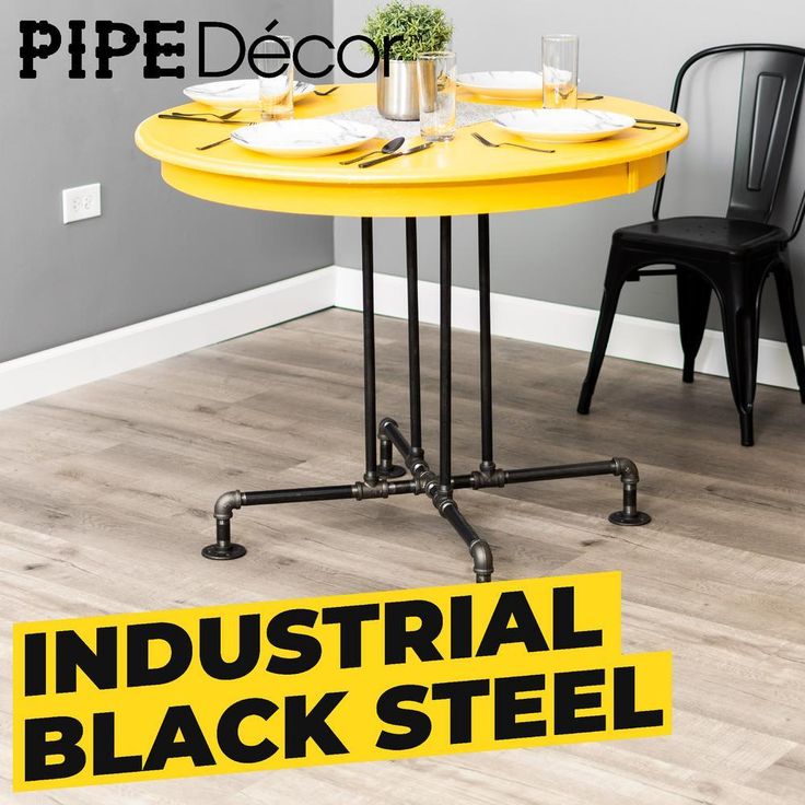 3/4 in. Black Pipe 36.25 in. L x 29.25 in. H Blackjack Design Kitchen Table Kit