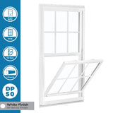 RELIABILT 150 Series New Construction 35-1/2-in x 35-1/2-in x 3-1/4-in Jamb White Vinyl Dual-pane Single Hung Window Half Screen Included