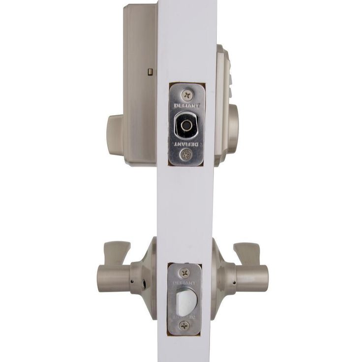 Castle Satin Nickel Electronic Single Cylinder Deadbolt with Naples Passage Lever Combo Pack