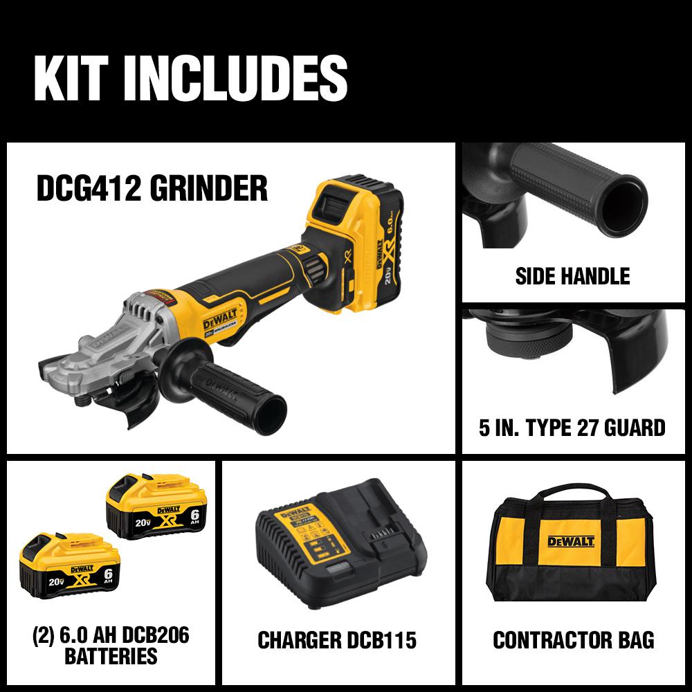 20-Volt Max Lithium Ion Cordless 5 in. Flathead Small Angle Grinder Kit with Kickback Brake - Super Arbor