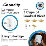 3-Cup White Mini Rice Cooker with Non-Stick Cooking Pot