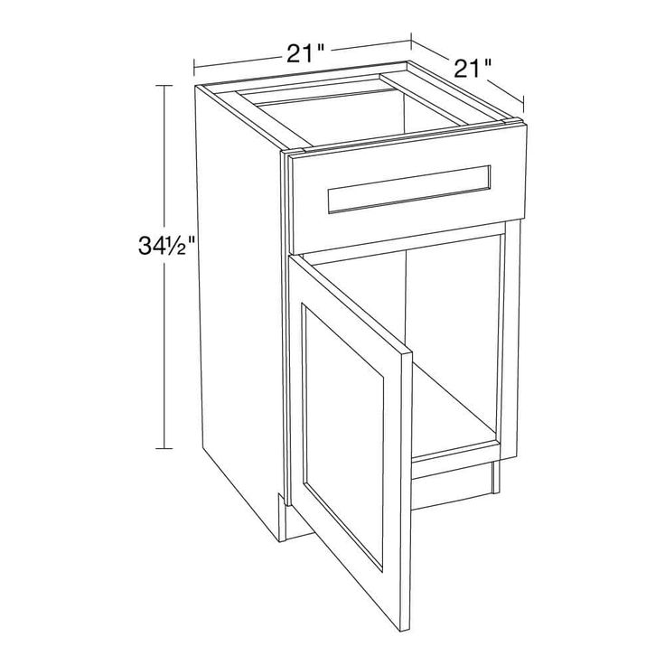 Home Decorators Collection Newport Cream Painted Plywood Shaker Assembled Sink Base Kitchen Cabinet Soft Close Left 21 in W x 21 in D x 34.5 in H