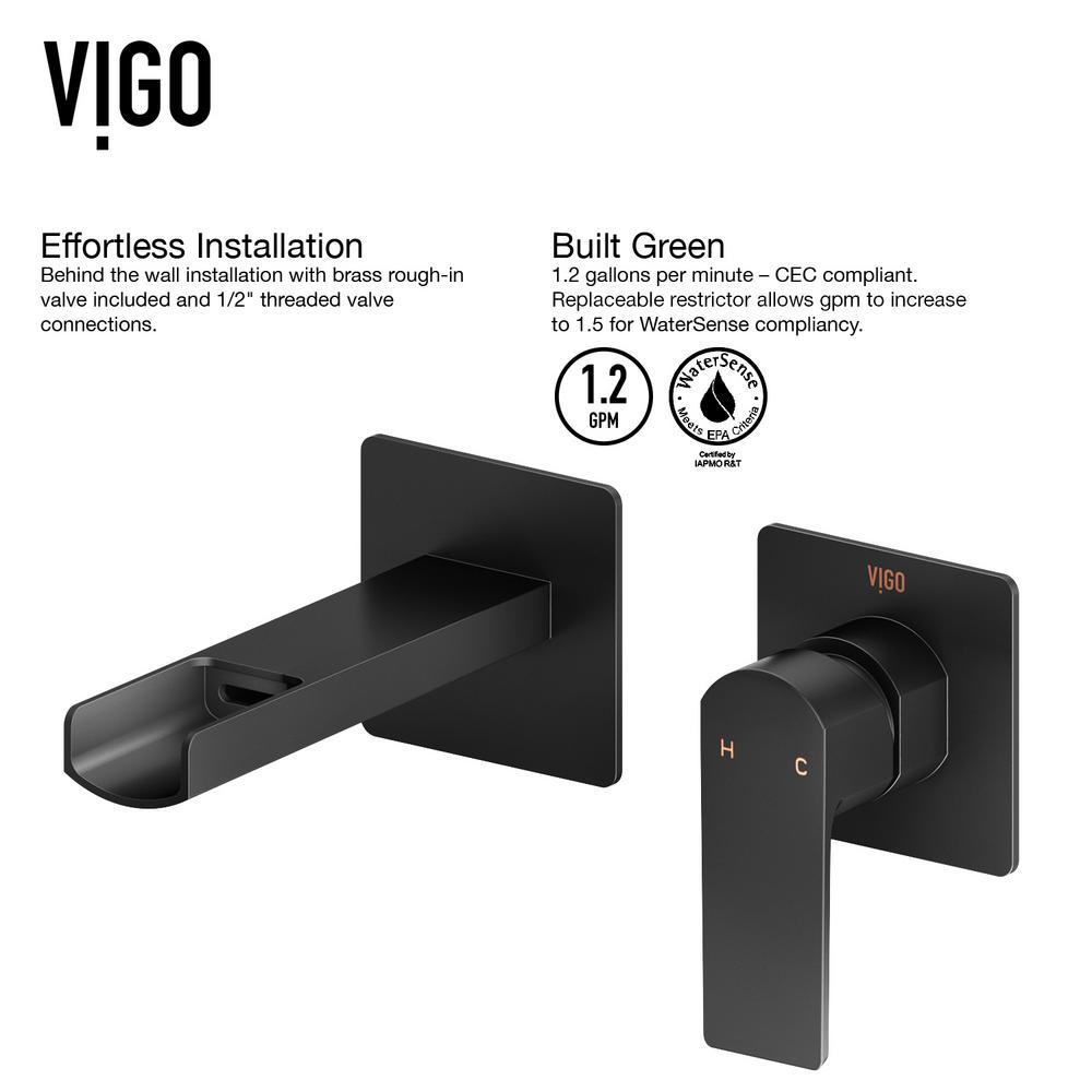 Amaryllis White Matte Stone Vessel Bathroom Sink Set with Atticus Wall Mount Faucet in Matte Black - Super Arbor