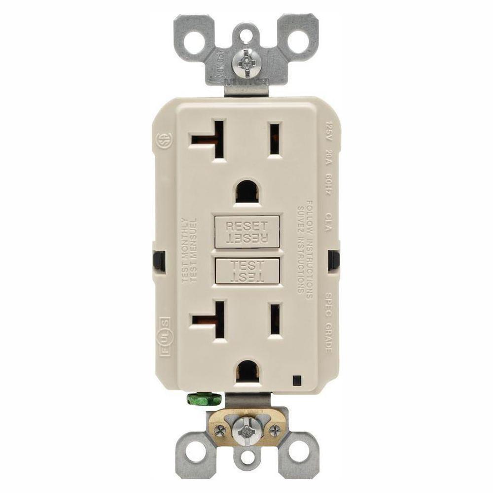 20 Amp Self-Test SmartlockPro Slim Duplex GFCI Outlet, Gray - Super Arbor