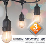 Outdoor/Indoor 48 ft. Corded Patio LED String Lights with 15 Sockets and 16 1-Watt S14 Filament Bulbs for Porch or Cafe
