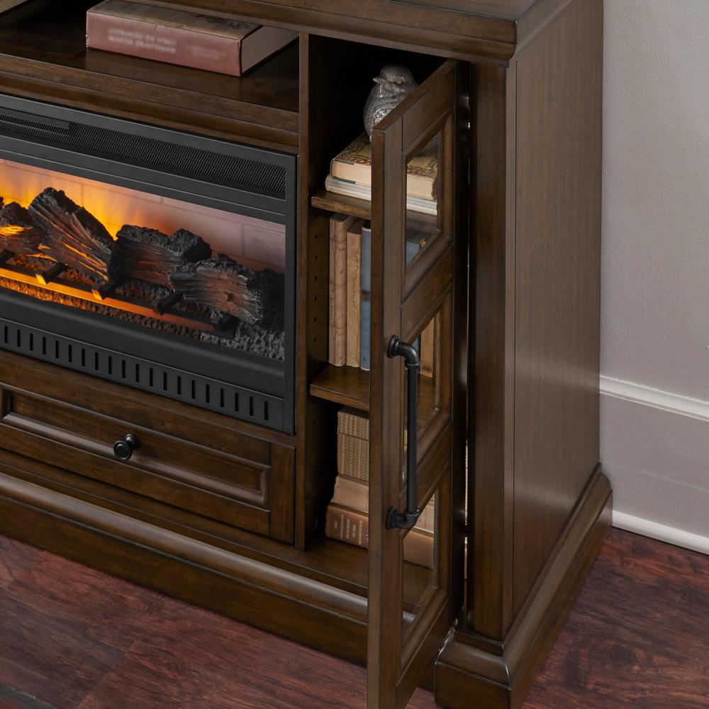 Cecily 72 in. Media Console Infrared Electric Fireplace in Rich Brown Cherry - Super Arbor