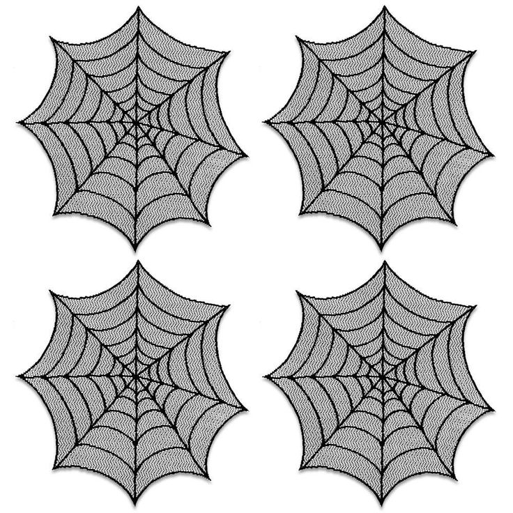 Spider Web 20 in. Black Round Doily (Set of 4)