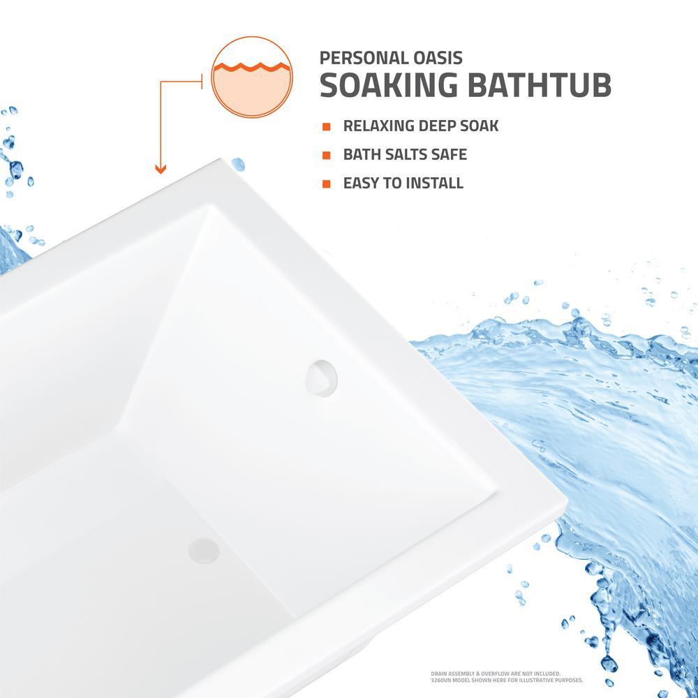 Beryl 5 ft. Acrylic Center Drain Corner Drop-in Non-Whirlpool Bathtub in White - Super Arbor