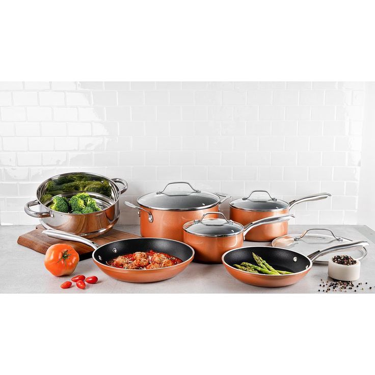 15- Piece Aluminum Non-Stick Copper Cast Textured Surface Cookware Set