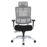 Breathable Vertical Silver Headrest with Steel/Gray Mesh - Super Arbor