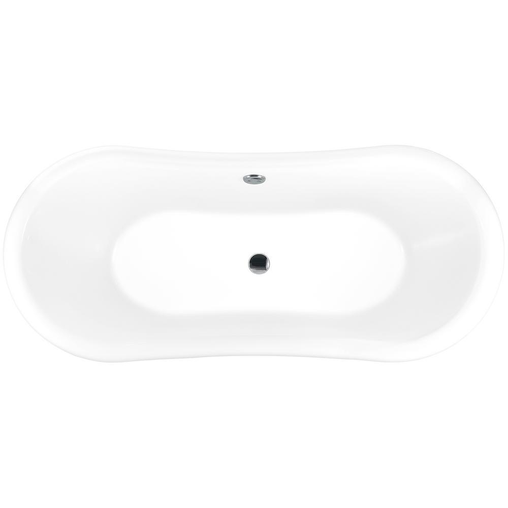 69 in. Fiberglass Double Slipper Clawfoot Non-Whirlpool Bathtub in Matte Antique Brass - Super Arbor