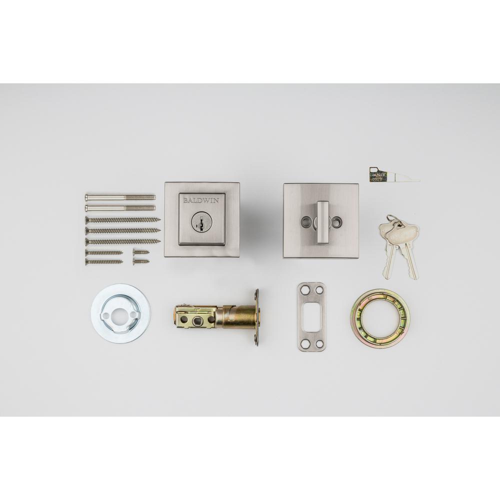 Prestige Spyglass Satin Nickel Square Single Cylinder Deadbolt Featuring SmartKey Security - Super Arbor