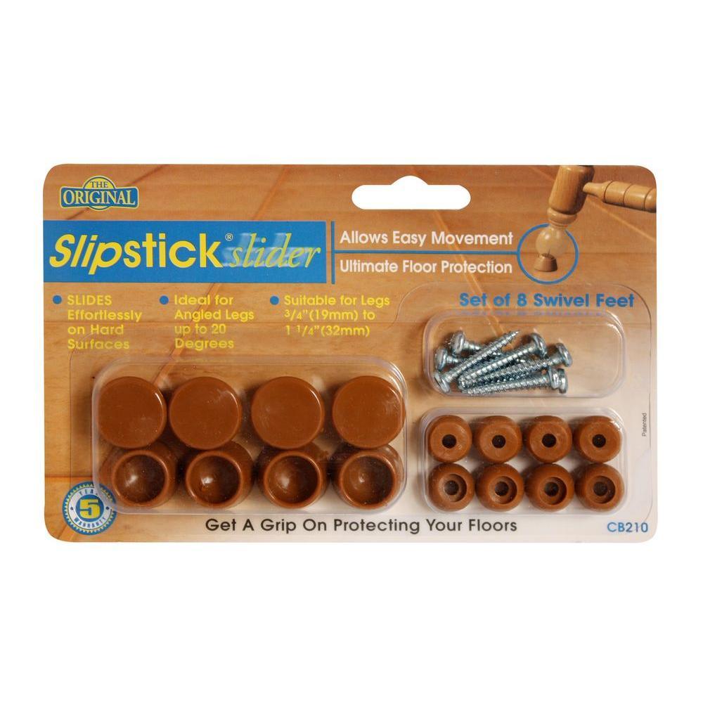 7/8 in. Caramel Swivel Floor Protector Sliders for Chair Feet/Furniture Legs (Set of 8) - Super Arbor