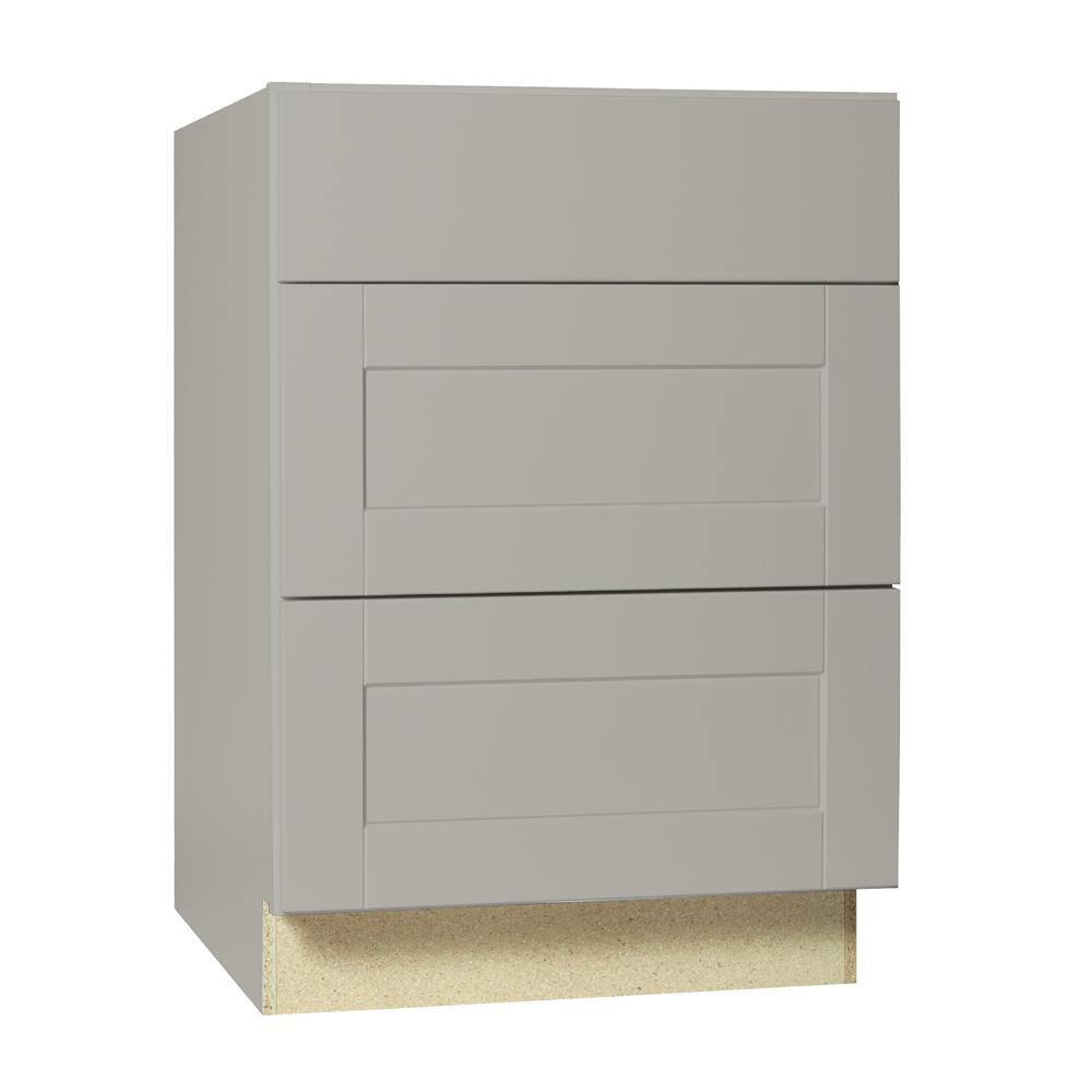 Shaker Assembled 18x34.5x24 in. Drawer Base Kitchen Cabinet with Ball-Bearing Drawer Glides in Satin White