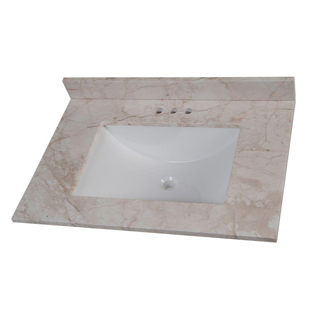 37 in. W x 22 in. D Stone Effects Vanity Top in Cold Fusion with White Sink - Super Arbor