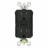 15 Amp 125-Volt Duplex SmarTest Self-Test SmartlockPro Tamper Resistant GFCI Outlet, Black - Super Arbor