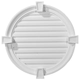 24 in. x 24 in. Round Primed Polyurethane Paintable Gable Louver Vent - Super Arbor