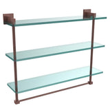 Montero 16 in. L  x 18 in. H  x 6-1/4 in. W 3-Tier Clear Glass Bathroom Shelf with Towel Bar in Satin Chrome - Super Arbor