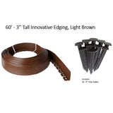 Valley View Industries 60 ft. L x 2 in. W x 3 in. H Light Brown Tall Resin Innovative Edge No Dig Edging with 9 in. Poly Stakes (30-Quantity) - Super Arbor