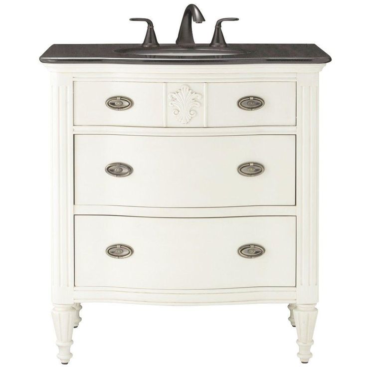 Wellington 44 in. W x 22 in. D Bath Vanity in Ivory with Granite Vanity Top in Black with White Sink