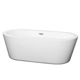 Mermaid 71 in. Acrylic Flatbottom Center Drain Soaking Tub in White - Super Arbor