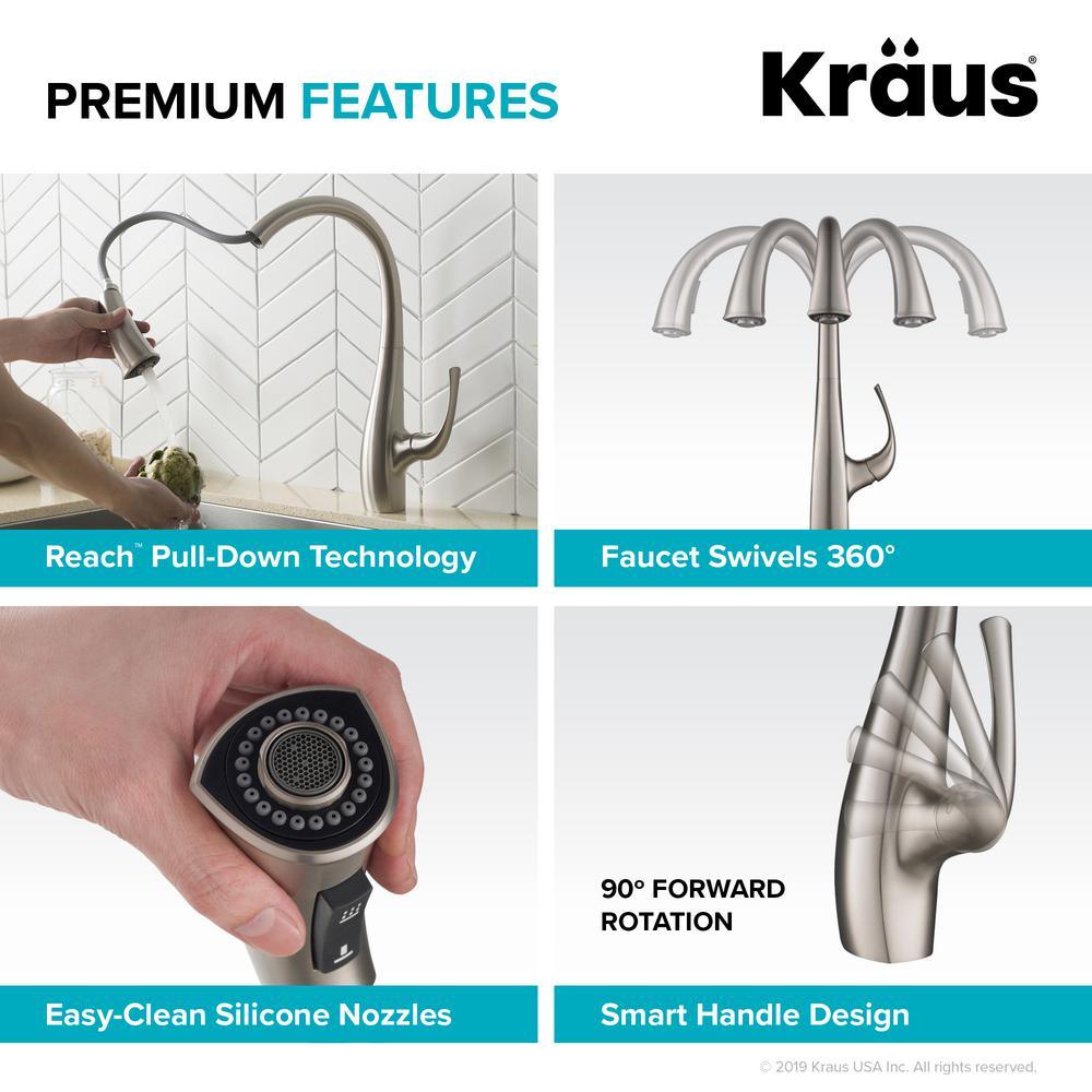 Spot Free Ansel Single-Handle Pull-Down Sprayer Kitchen Faucet in All-Brite Stainless Steel - Super Arbor