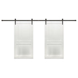 48 in. x 80 in. Bi-Part Shaker 2-Panel Solid Core Primed Pine Wood Sliding Barn Door with Bronze Hardware Kit - Super Arbor