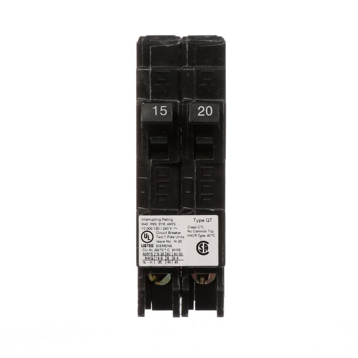 15/20 Amp Tandem Single-Pole Type QT Circuit Breaker