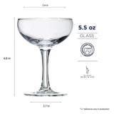 Barcraft 5.5 oz. Glass Coupe Cocktail (4-pack)