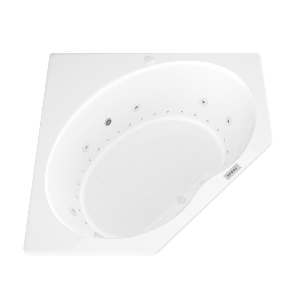 Carnelian Diamond Series 5 ft. Center Drain Whirlpool and Air Bath Tub in White - Super Arbor