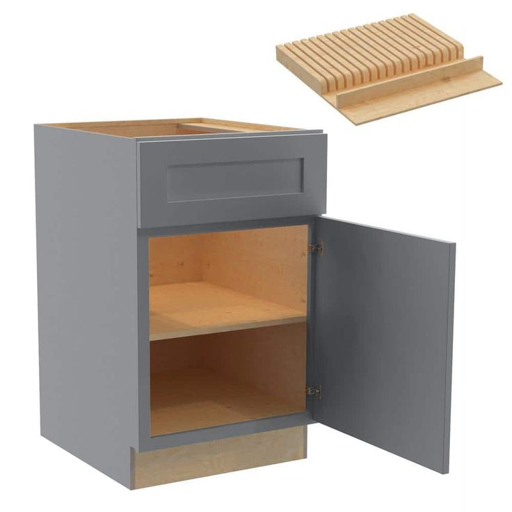 Newport 21 in. W x 24 in. D x 34.5 in. H Assembled Plywood Base Kitchen Cabinet in Pearl Gray with Knife Block RH