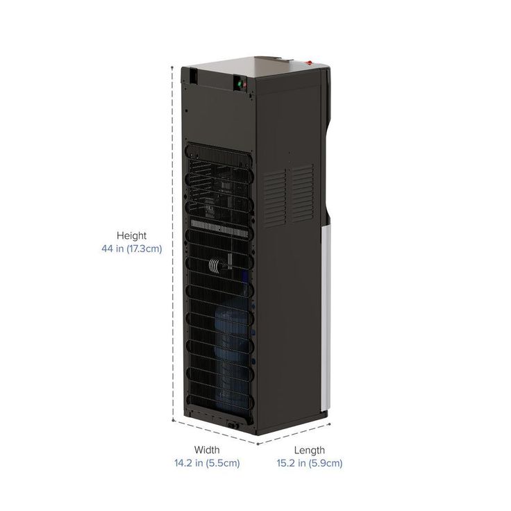 Hot Cold and Room Temp Water Dispenser Cooler Bottom Load, Tri-Temp, Black and Brush Stainless Steel, Essential Series
