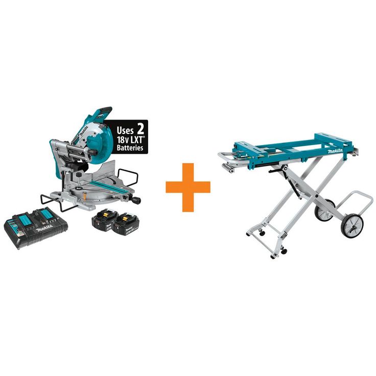 18-Volt Lithium-Ion Brushless Cordless 10 in. Dual-Bevel Sliding Compound Miter Saw and Portable Rise Miter Saw Stand