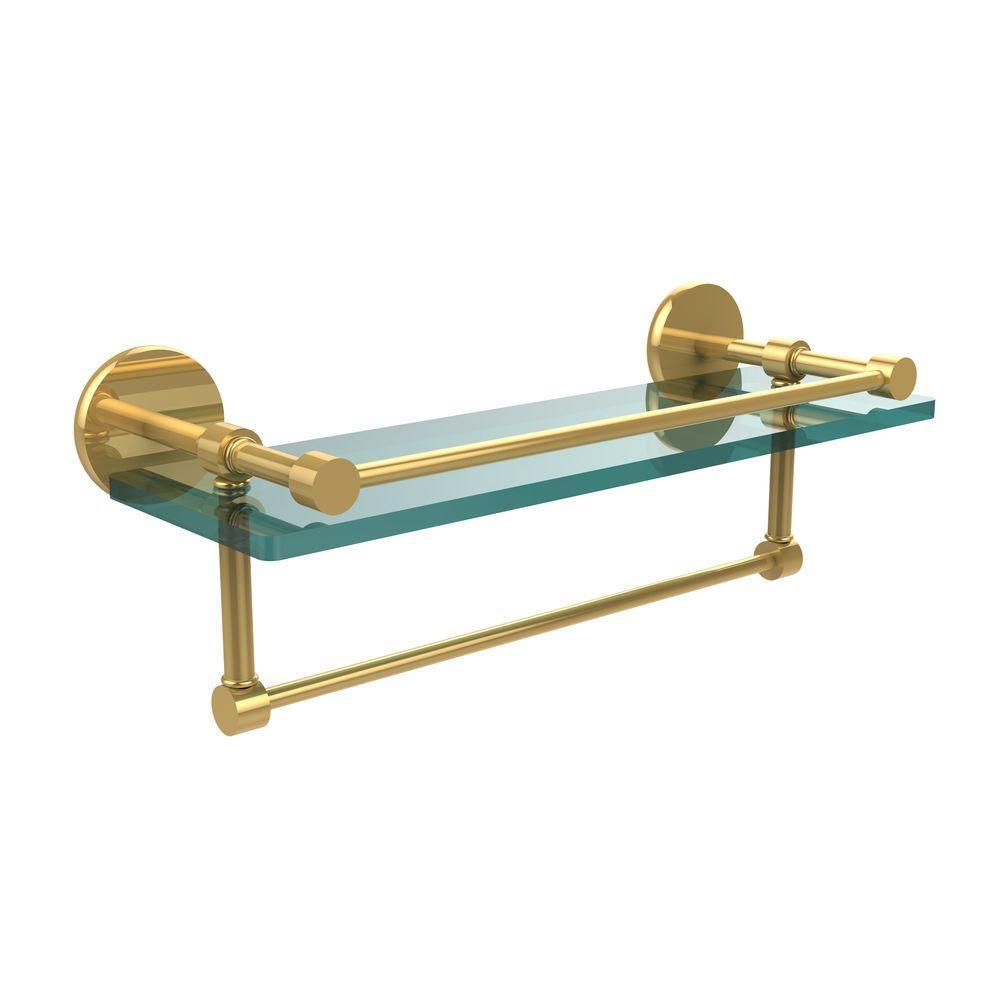 16 in. L  x 5 in. H  x 5 in. W Clear Glass Bathroom Shelf with Towel Bar in Oil Rubbed Bronze - Super Arbor
